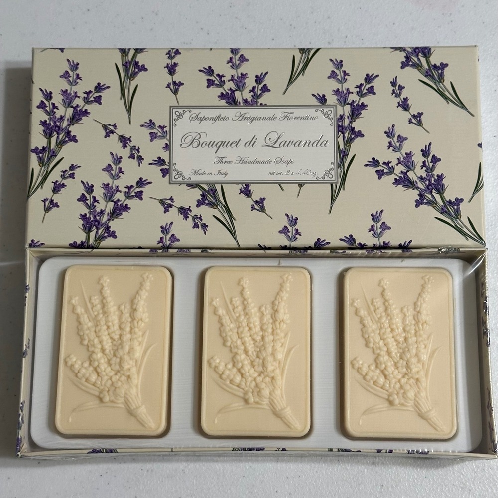 Saponificio Artigianale Fiorentino Bouquet di Lavanda 3-Pack Soap Made Italy NEW